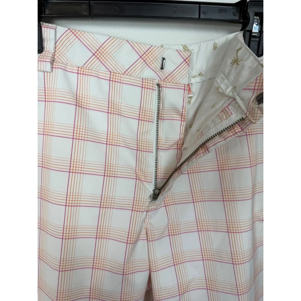 Puma Men's Golf Shorts‎ White Orange Pink Plaid Sport Lifestyle Lightweight 32